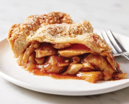 Slice of apple pie on a plate